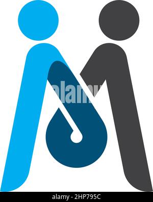 M Letter People Concept Logo Template Vector Illustrazione Vettoriale