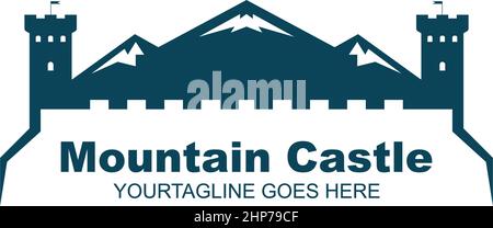 castello montagna icona disegno vettoriale Illustrazione Vettoriale