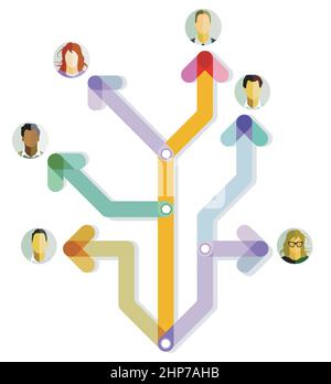 Team aziendale che lavora insieme - illustrazione concettuale Illustrazione Vettoriale