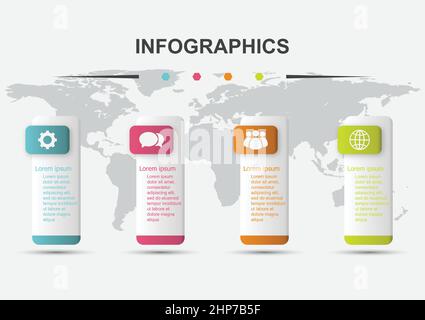 Modello di progettazione infografica 4 fasi di banner angolari Illustrazione Vettoriale
