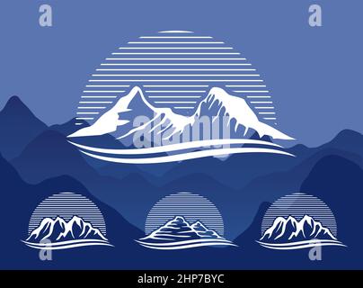 Cartello vettore con logo Mountain Illustrazione Vettoriale