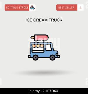 Icona vettore semplice del camion del gelato. Illustrazione Vettoriale