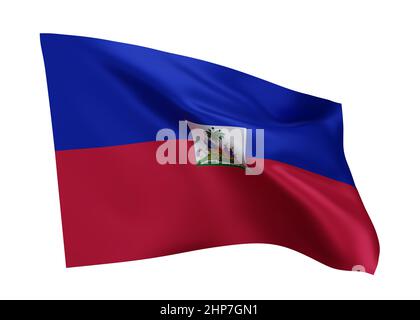 3D bandiera illustrativa di Haiti . Bandiera della Repubblica di Haiti ad alta risoluzione isolata su sfondo bianco. 3d rendering Foto Stock