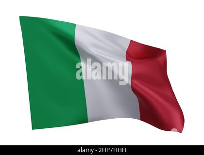 3D bandiera di illustrazione dell'Italia. Bandiera italiana ad alta risoluzione isolata su sfondo bianco. 3d rendering Foto Stock