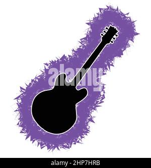 Silhouette di chitarra Grunge Splash Illustrazione Vettoriale