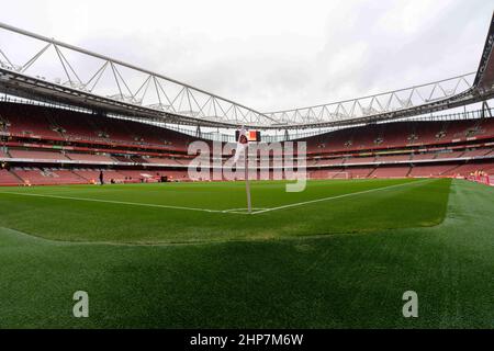 Londra, Regno Unito. 19th Feb 2022. Ground View of Emirates Stadium a Londra, Regno Unito, il 2/19/2022. (Foto di Richard Washbrooke/News Images/Sipa USA) Credit: Sipa USA/Alamy Live News Foto Stock