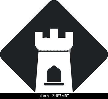 Illustrazione vettoriale del disegno dell'icona del logo del castello Illustrazione Vettoriale