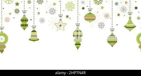 baubles vintage di natale con ornamenti Illustrazione Vettoriale
