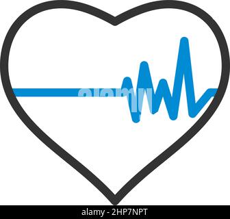 Icona del cuore con diagramma cardio Illustrazione Vettoriale