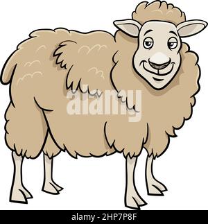 divertente cartone animato pecora fattoria carattere animale Illustrazione Vettoriale