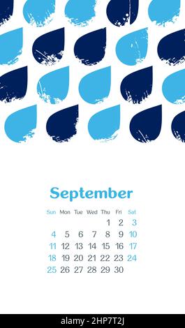 Calendario 2022 mesi Settembre. La settimana inizia domenica Illustrazione Vettoriale