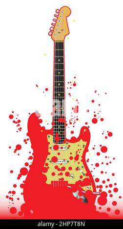 Red Guitar Splatter Illustrazione Vettoriale