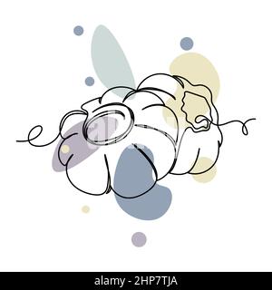 Vettoriale astratto continuo una sola semplice linea icona di disegno aglio cibo vegetale biologico in schizzo di silhouette. Perfetto per biglietti d'auguri Illustrazione Vettoriale