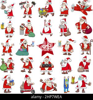 Cartoon Babbo Natale personaggi grande set Illustrazione Vettoriale