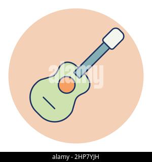 Icona classica del vettore della chitarra acustica. Segno musicale Illustrazione Vettoriale