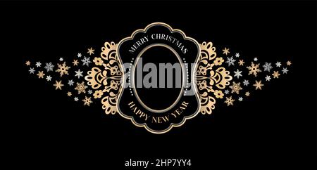 Cornice Natale Snowflake oro Illustrazione Vettoriale