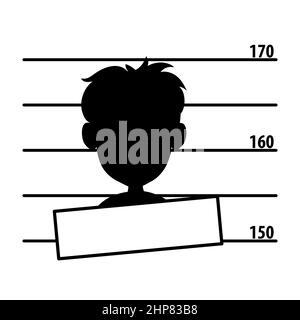 Formazione della polizia o sfondo mugshot con silhouette di persona anonima. Illustrazione vettoriale Illustrazione Vettoriale