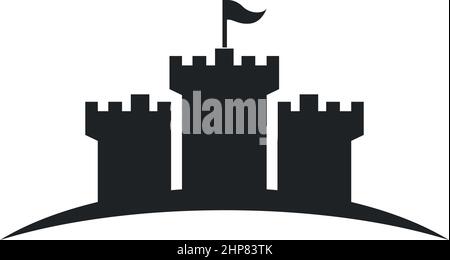 Illustrazione vettoriale del disegno dell'icona del logo del castello Illustrazione Vettoriale