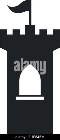 Illustrazione vettoriale del disegno dell'icona del logo del castello Illustrazione Vettoriale