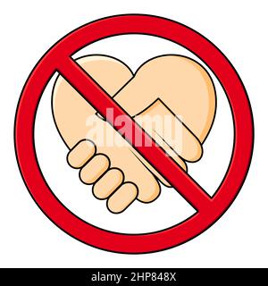 Firma vettore non consentita per handshake. Nessun segno di collaborazione su sfondo bianco. Nessuna icona di gestione isolata Illustrazione Vettoriale