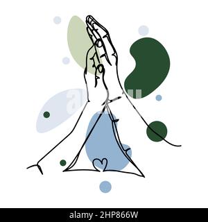 Vettoriale astratto continuo una singola semplice icona di disegno linea di donna e uomo tenendo le mani insieme in schizzo di silhouette. Perfetto per biglietti d'auguri Illustrazione Vettoriale