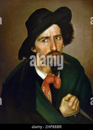 Ideale il cospiratore romantico del pittore L. Pasini seconda metà del 19th secolo Mazzini , Garibaldi ( unificazione e creazione del Regno d'Italia.) Foto Stock