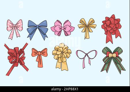 Collezione vettoriale di archi colorati per regali di Natale Illustrazione Vettoriale