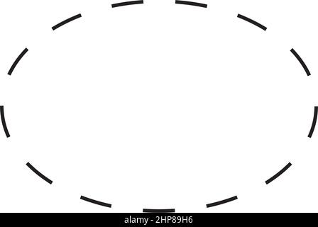 Simbolo ellisse icona vettoriale a forma tratteggiata per l'elemento dell'interfaccia utente di un disegno grafico creativo in un'illustrazione con pittogramma Illustrazione Vettoriale