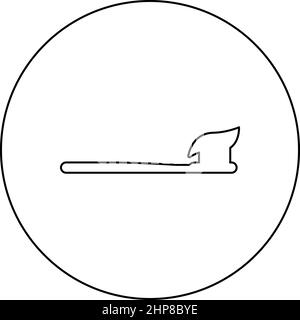 Spazzolino da denti con pasta dentifricio concetto di odontoiatria icona in cerchio rotondo nero colore vettore illustrazione immagine contorno linea sottile stile Illustrazione Vettoriale