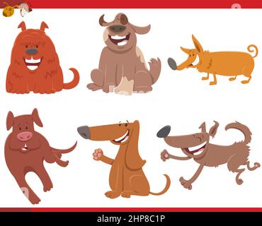 set di personaggi fumetti di cani e cuccioli di cartoni animati Illustrazione Vettoriale