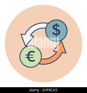 Icona del vettore flat del cambio valuta Illustrazione Vettoriale