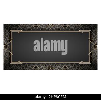 illustrazione di cornice e bordo con disegno vettoriale a linea di diamante senza cuciture con colori oro sfondi neri isolati, applicabile per biglietti d'auguri, carta da stampa, carta da parati e striscioni Illustrazione Vettoriale