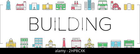 Building Architecture Collection Icons Set Vector . Illustrazione Vettoriale