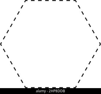 Icona vettoriale a forma tratteggiata con simbolo esagonale per l'elemento ui di un disegno grafico creativo in un'illustrazione con pittogramma Illustrazione Vettoriale