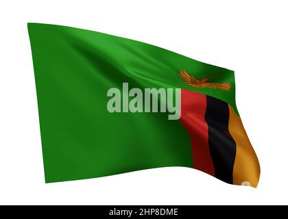 3D indicatore di illustrazione dello Zambia. Flag ad alta risoluzione Zambian isolato su sfondo bianco. 3d rendering Foto Stock