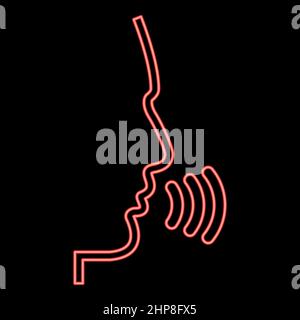 Testa di neon che parla uomo rosso colore vettore illustrazione immagine stile piatto Illustrazione Vettoriale