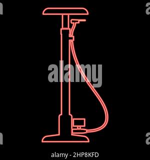 Pompa da bicicletta neon rossa immagine vettoriale stile piatto Illustrazione Vettoriale