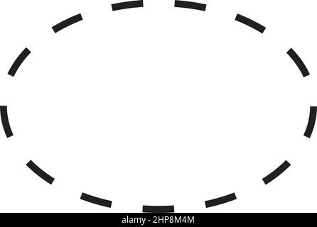 Icona vettoriale a forma di ellisse con simbolo tratteggiato per l'elemento dell'interfaccia utente di un disegno grafico creativo in un'illustrazione con pittogramma Illustrazione Vettoriale