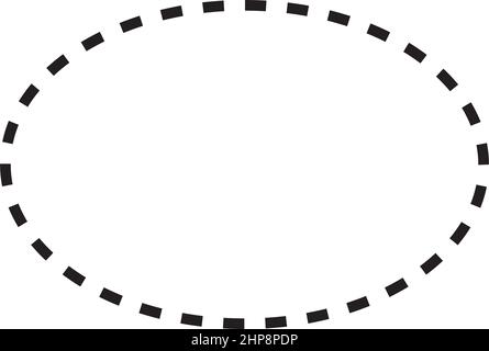 Icona vettoriale a forma di ellisse con simbolo tratteggiato per l'elemento dell'interfaccia utente di un disegno grafico creativo in un'illustrazione con pittogramma Illustrazione Vettoriale