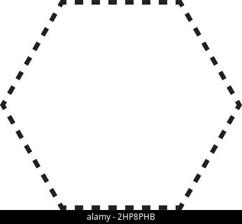 Icona vettoriale con simbolo tratteggiato a forma esagonale per un elemento dell'interfaccia utente di un disegno grafico creativo in un'illustrazione con pittogramma Illustrazione Vettoriale