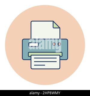 Icona del profilo vettoriale della stampante. Cartello per ufficio Illustrazione Vettoriale