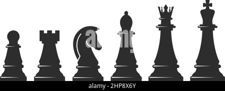 set di pezzi di scacchi icona disegno vettoriale Illustrazione Vettoriale