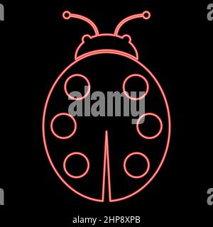 Neon ladybird rosso colore vettore illustrazione immagine stile piatto Illustrazione Vettoriale