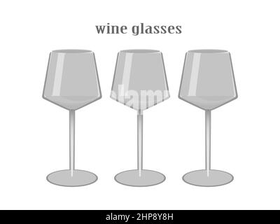 Occhiali da cucina cartoon colection. Bicchieri da vino, bicchieri da flute, bicchieri da cocktail. Bere utensili icone bicchieri oggetti elementi isolati su sfondo bianco, illustrazione vettoriale piatta Illustrazione Vettoriale