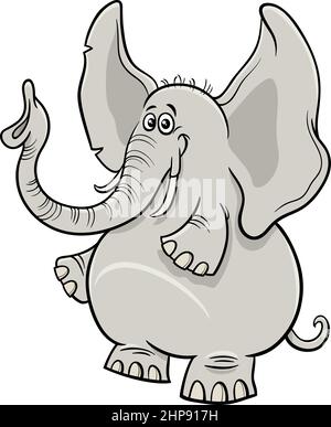Cartoon di elefante africano carattere animale Illustrazione Vettoriale