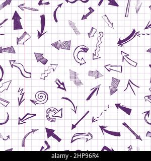 Frecce disegnate a mano. Sfondo senza giunture. Illustrazione vettoriale Illustrazione Vettoriale