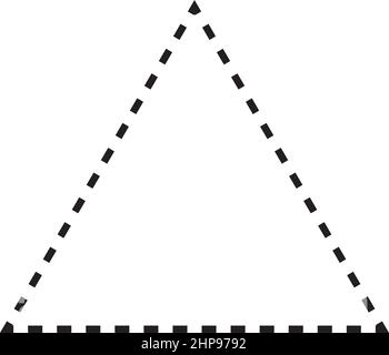 Simbolo vettoriale a forma di triangolo tratteggiato per l'elemento dell'interfaccia utente di un disegno grafico creativo in un'illustrazione con pittogramma Illustrazione Vettoriale