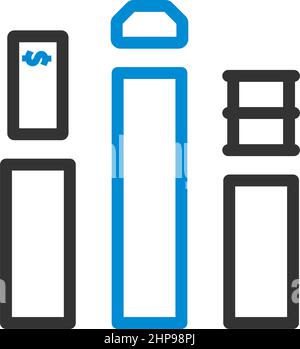 Icona del concetto di grafico petrolio, dollaro e oro Illustrazione Vettoriale
