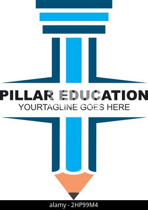 icona di illustrazione vettoriale colonna a matita del modello di disegno didattico Illustrazione Vettoriale