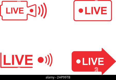 modello di disegno del segno dell'icona del vettore live streaming Illustrazione Vettoriale